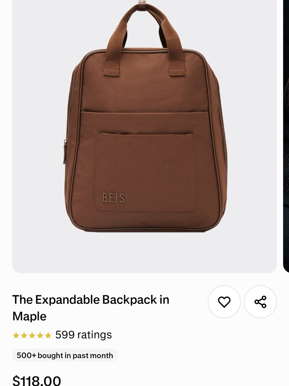 Expandable Backpack in Maple - Unisex Travel Backpack